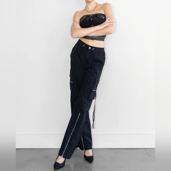 #84 SALE 🛑48 M  BOHO CHIC FABULOUS WIDE LEG CARGO PANTS - Picture 9 of 10